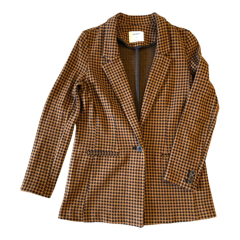 Old Navy Houndstooth Blazer Camel & Black Size Extra-Small Academia Preppy Look